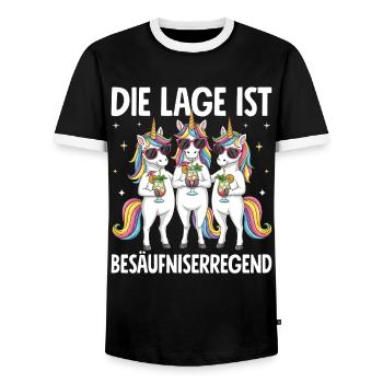 The situation is drunkenness - Men's Ringer Shirt - black/white - Front - AI Model Female 172 light (172cm) & AI Model Male 178 light (178cm)