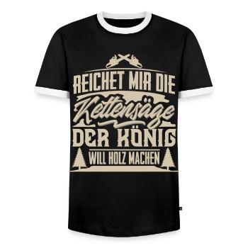 Holzfäller - Männer Kontrast-T-Shirt - Schwarz/Weiß - Vorne - AI Model Female 172 light (172cm) & AI Model Male 178 light (178cm)