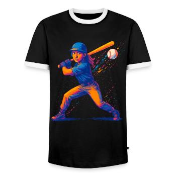 Baseball Joueur de baseball Femme - T-shirt contrasté Homme - noir/blanc - Devant - AI Model Female 172 light (172cm) & AI Model Male 178 light (178cm)