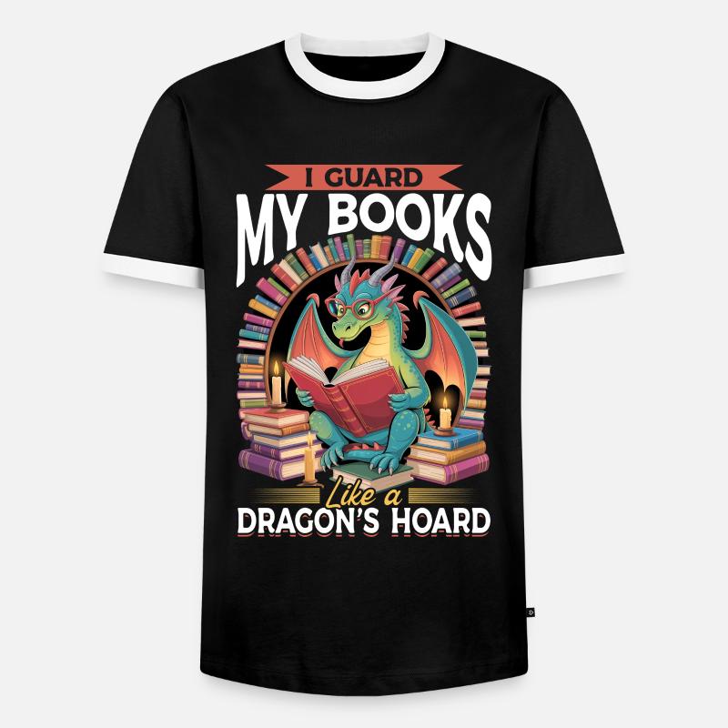 Fantasy Book reading Mythical Creatures - Männer Kontrast-T-Shirt - Schwarz/Weiß