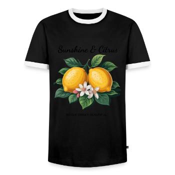 Vacances d’été au soleil et aux agrumes et au citron - T-shirt contrasté Homme - noir/blanc - Devant - AI Model Female 172 light (172cm) & AI Model Male 178 light (178cm)