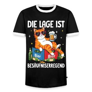 Die Lage Ist Besäufniserregend - Männer Kontrast-T-Shirt - Schwarz/Weiß - Vorne - AI Model Female 172 light (172cm) & AI Model Male 178 light (178cm)