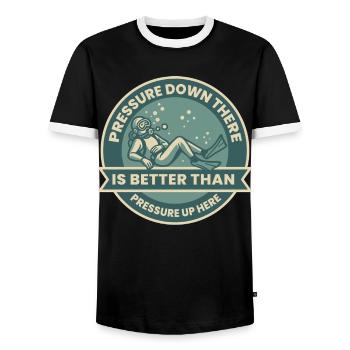 Pressure Down There Is Better Than - Men's Ringer Shirt - black/white - Front - AI Model Female 172 light (172cm) & AI Model Male 178 light (178cm)