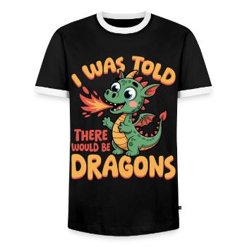 Fantasy Dragon Mythical Creatures - Men's Ringer Shirt - black/white - Front - AI Model Female 172 light (172cm) & AI Model Male 178 light (178cm)