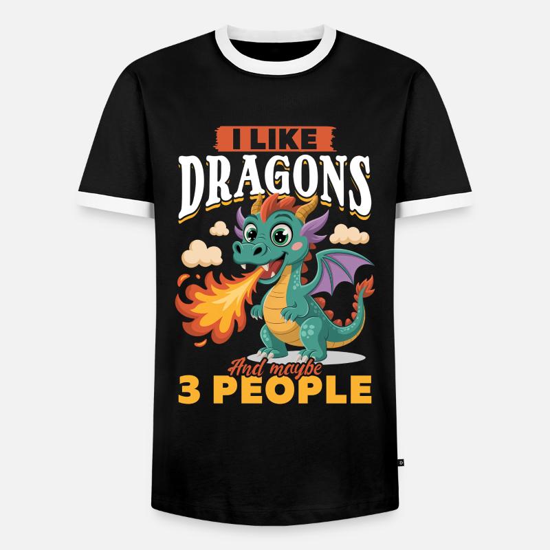 Fantasy Dragon Mythical Creatures - Men's Ringer Shirt - black/white