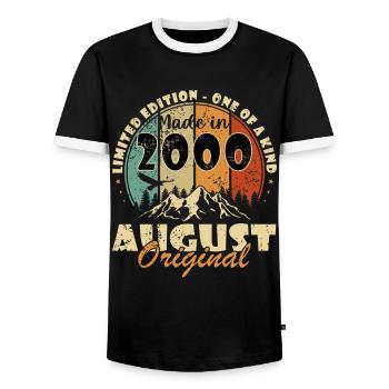 Geburtstag 2000 Jahrgang August Retro Geschenk - Männer Kontrast-T-Shirt - Schwarz/Weiß - Vorne - AI Model Female 172 light (172cm) & AI Model Male 178 light (178cm)