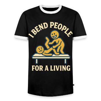 Je plie les gens pour un vivant Kinésithérapeute humour - T-shirt contrasté Homme - noir/blanc - Devant - AI Model Female 172 light (172cm) & AI Model Male 178 light (178cm)