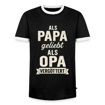 Dad loved, grandpa idolized – saying - Men's Ringer Shirt - black/white - Front - AI Model Female 172 light (172cm) & AI Model Male 178 light (178cm)