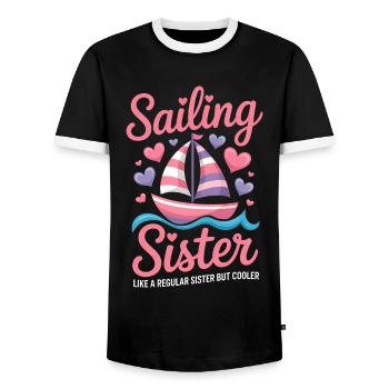 Voile Dire Sœur Marin Voile Cadeau - T-shirt contrasté Homme - noir/blanc - Devant - AI Model Female 172 light (172cm) & AI Model Male 178 light (178cm)
