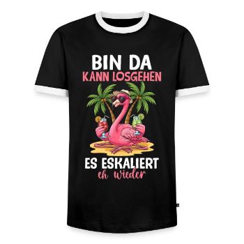 I'm there it can start, it escalates again anyway - Men's Ringer Shirt - black/white - Front - AI Model Female 172 light (172cm) & AI Model Male 178 light (178cm)