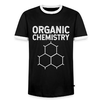 Formule structurale, chimie, science, physique, laboratoire - T-shirt contrasté Homme - noir/blanc - Devant - AI Model Female 172 light (172cm) & AI Model Male 178 light (178cm)
