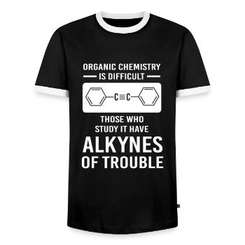 Formule structurale, chimie, science, physique, laboratoire - T-shirt contrasté Homme - noir/blanc - Devant - AI Model Female 172 light (172cm) & AI Model Male 178 light (178cm)