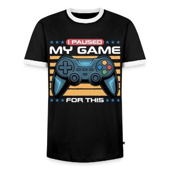 Gamer Gaming Controller Jeu Vidéo - T-shirt contrasté Homme - noir/blanc - Devant - AI Model Female 172 light (172cm) & AI Model Male 178 light (178cm)