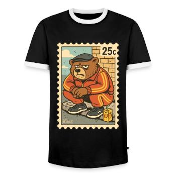 Stamp Grim Gopnik Ours en survêtement - T-shirt contrasté Homme - noir/blanc - Devant - AI Model Female 172 light (172cm) & AI Model Male 178 light (178cm)