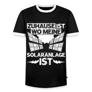 Solar ZUHAUSE IST WO MEINE SOLARANLAGE IST - Männer Kontrast-T-Shirt - Schwarz/Weiß - Vorne - AI Model Female 172 light (172cm) & AI Model Male 178 light (178cm)