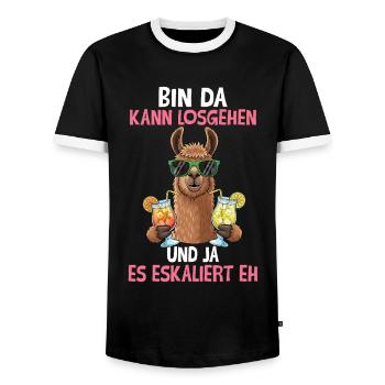 Bin Da Kann Losgehen Und Ja Es Eskaliert Eh - Männer Kontrast-T-Shirt - Schwarz/Weiß - Vorne - AI Model Female 172 light (172cm) & AI Model Male 178 light (178cm)