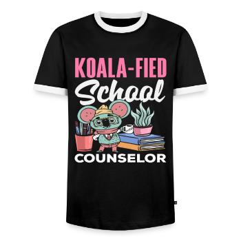Koala-Fied Schulberater Stilvoll - Männer Kontrast-T-Shirt - Schwarz/Weiß - Vorne - AI Model Female 172 light (172cm) & AI Model Male 178 light (178cm)