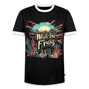 Aquarium Aquarist Coral Fragging - Men's Ringer Shirt - black/white - Front - AI Model Female 172 light (172cm) & AI Model Male 178 light (178cm)