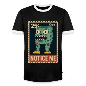 Zombie Hosen-Monster mit großen Augen und Zähnen - Männer Kontrast-T-Shirt - Schwarz/Weiß - Vorne - AI Model Female 172 light (172cm) & AI Model Male 178 light (178cm)