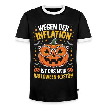 Halloween Kostüm Inflation Lustiges Halloween - Männer Kontrast-T-Shirt - Schwarz/Weiß - Vorne - AI Model Female 172 light (172cm) & AI Model Male 178 light (178cm)
