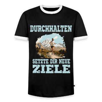 Persevere, set new goals, motivation, run - Men's Ringer Shirt - black/white - Front - AI Model Female 172 light (172cm) & AI Model Male 178 light (178cm)