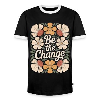 Boho Flower Vintage Motivational Quote Design Be the - Men's Ringer Shirt - black/white - Front - AI Model Female 172 light (172cm) & AI Model Male 178 light (178cm)
