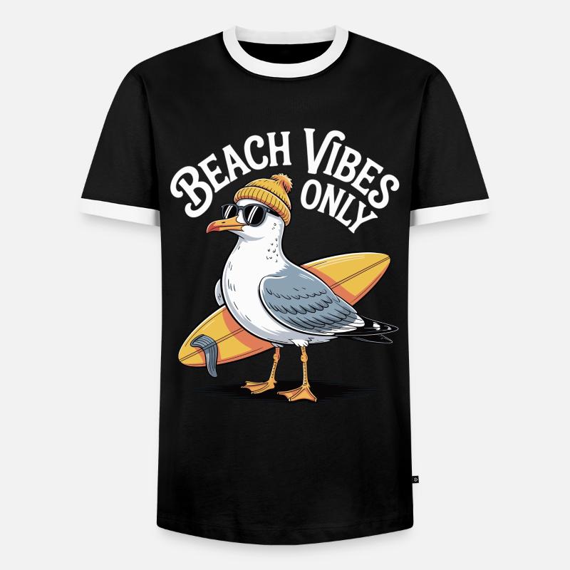 Beach Vibes Seagull - Men's Ringer Shirt - black/white