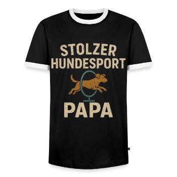 Dog Sport Dad Agility Hommes Chemise pour chien - T-shirt contrasté Homme - noir/blanc - Devant - AI Model Female 172 light (172cm) & AI Model Male 178 light (178cm)