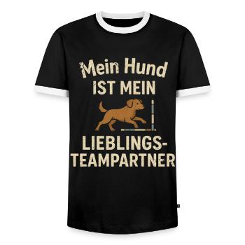 Agility Dog Training Team Partner Dog Lover - Men's Ringer Shirt - black/white - Front - AI Model Female 172 light (172cm) & AI Model Male 178 light (178cm)