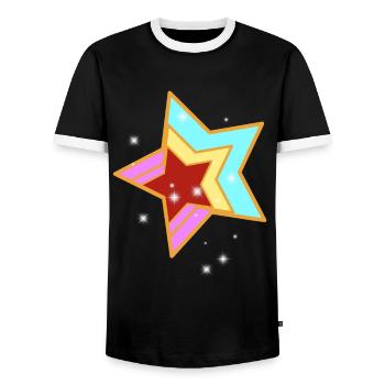 Retro Sterne Vintage 60er 80er - Männer Kontrast-T-Shirt - Schwarz/Weiß - Vorne - AI Model Female 172 light (172cm) & AI Model Male 178 light (178cm)