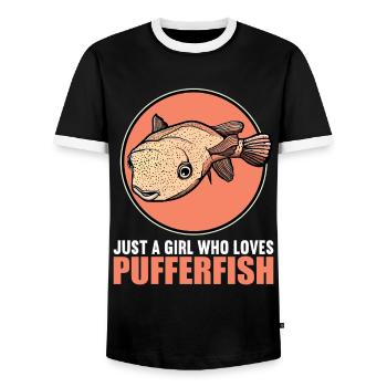 Kugelfische Kugelfisch - Männer Kontrast-T-Shirt - Schwarz/Weiß - Vorne - AI Model Female 172 light (172cm) & AI Model Male 178 light (178cm)