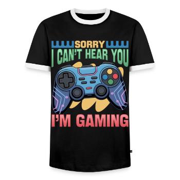Gamer Gaming Controller Jeu Vidéo - T-shirt contrasté Homme - noir/blanc - Devant - AI Model Female 172 light (172cm) & AI Model Male 178 light (178cm)