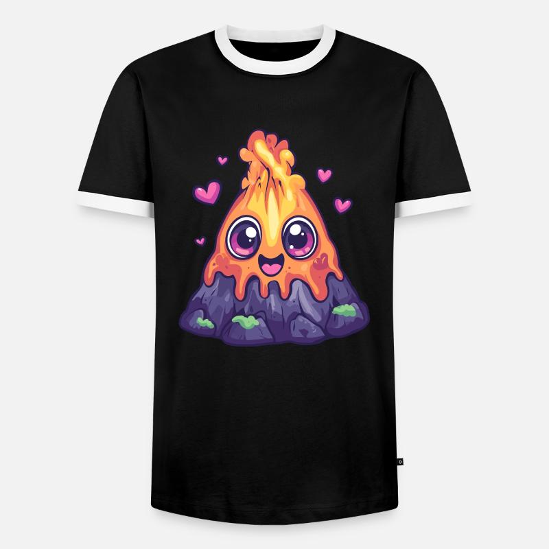 Vulkan mit Herzchen - Männer Kontrast-T-Shirt - Schwarz/Weiß