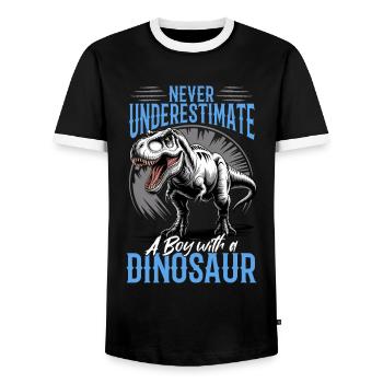 Dinosaur T-Rex kids - Men's Ringer Shirt - black/white - Front - AI Model Female 172 light (172cm) & AI Model Male 178 light (178cm)