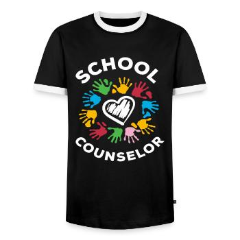 Schulberater Herz Handabdrücke - Männer Kontrast-T-Shirt - Schwarz/Weiß - Vorne - AI Model Female 172 light (172cm) & AI Model Male 178 light (178cm)