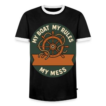 Mon bateau Mes règles Nautique Vintage Navigation - T-shirt contrasté Homme - noir/blanc - Devant - AI Model Female 172 light (172cm) & AI Model Male 178 light (178cm)