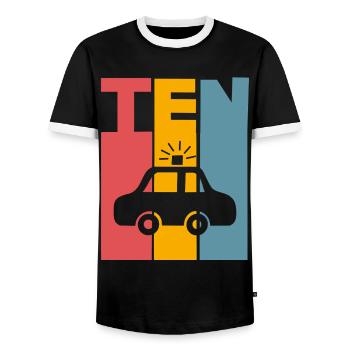10th Birthday Police - Men's Ringer Shirt - black/white - Front - AI Model Female 172 light (172cm) & AI Model Male 178 light (178cm)