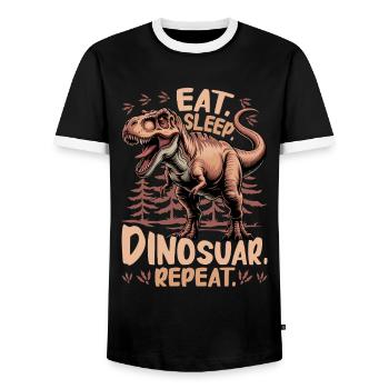 Dinosaur T-Rex kids - Men's Ringer Shirt - black/white - Front - AI Model Female 172 light (172cm) & AI Model Male 178 light (178cm)