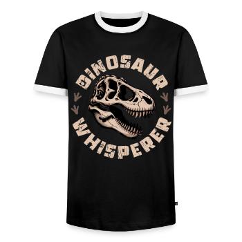 Dinosaur T-Rex kids - Men's Ringer Shirt - black/white - Front - AI Model Female 172 light (172cm) & AI Model Male 178 light (178cm)