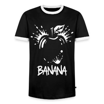 Banana Apple Joke - Men's Ringer Shirt - black/white - Front - AI Model Female 172 light (172cm) & AI Model Male 178 light (178cm)