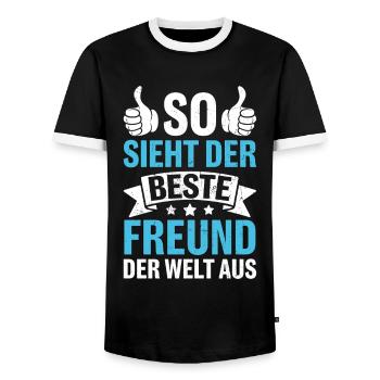 So Sieht Der Beste Freund Der Welt Aus - Männer Kontrast-T-Shirt - Schwarz/Weiß - Vorne - AI Model Female 172 light (172cm) & AI Model Male 178 light (178cm)