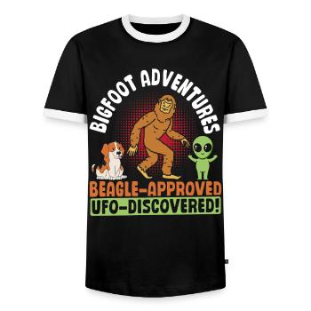 Bigfoot Beagle Genehmigt, Beagle UFO Bigfoot - Männer Kontrast-T-Shirt - Schwarz/Weiß - Vorne - AI Model Female 172 light (172cm) & AI Model Male 178 light (178cm)