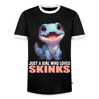 Skinke Skink - Men's Ringer Shirt - black/white - Front - AI Model Female 172 light (172cm) & AI Model Male 178 light (178cm)