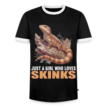 Skinke Skink - Men's Ringer Shirt - black/white - Front - AI Model Female 172 light (172cm) & AI Model Male 178 light (178cm)