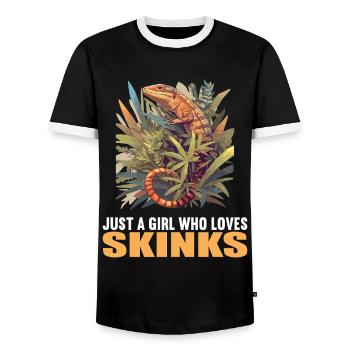 Skinke Skink - Men's Ringer Shirt - black/white - Front - AI Model Female 172 light (172cm) & AI Model Male 178 light (178cm)