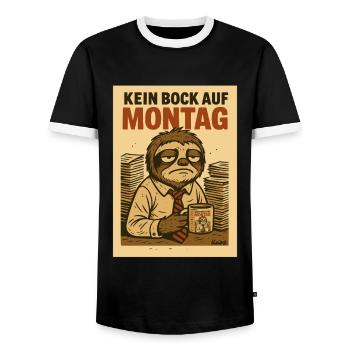Paresseux de bureau fatigué avec café et lundi - T-shirt contrasté Homme - noir/blanc - Devant - AI Model Female 172 light (172cm) & AI Model Male 178 light (178cm)
