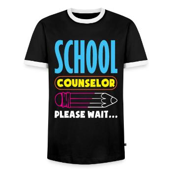 Schulberater Bitte Warten Kreativ - Männer Kontrast-T-Shirt - Schwarz/Weiß - Vorne - AI Model Female 172 light (172cm) & AI Model Male 178 light (178cm)