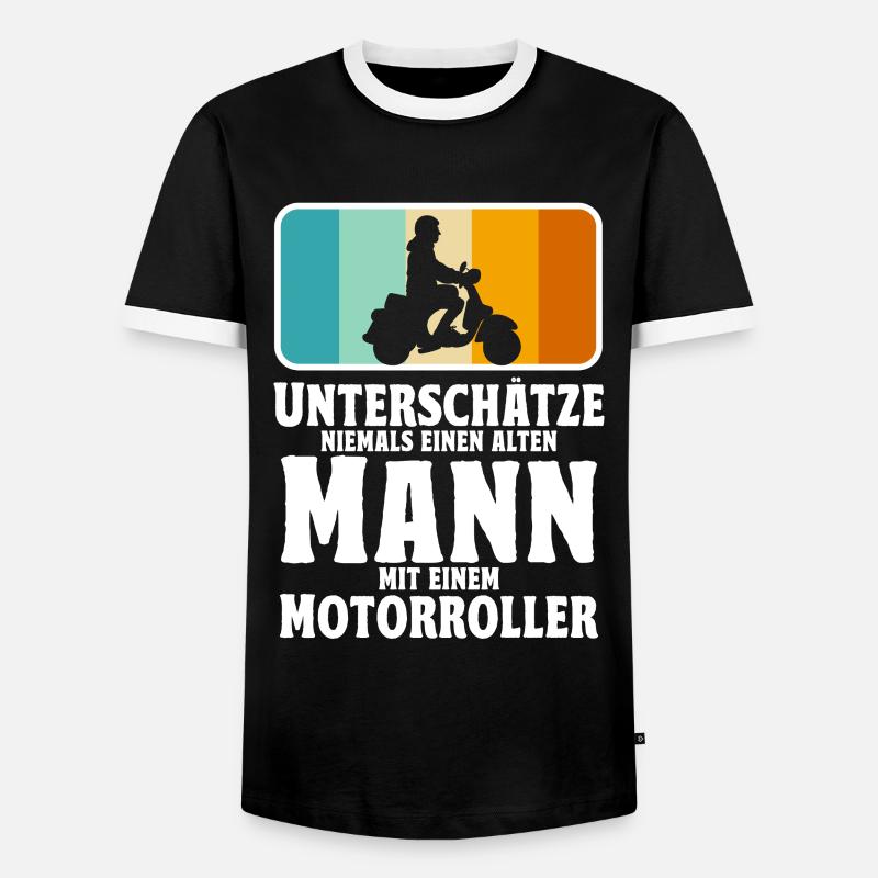 Rollerfahrer Geschenke Motorroller Scooter - Männer Kontrast-T-Shirt - Schwarz/Weiß