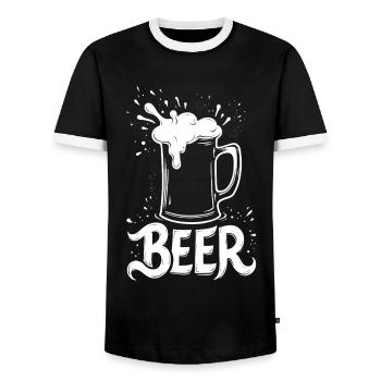 Beer Mug - Men's Ringer Shirt - black/white - Front - AI Model Female 172 light (172cm) & AI Model Male 178 light (178cm)