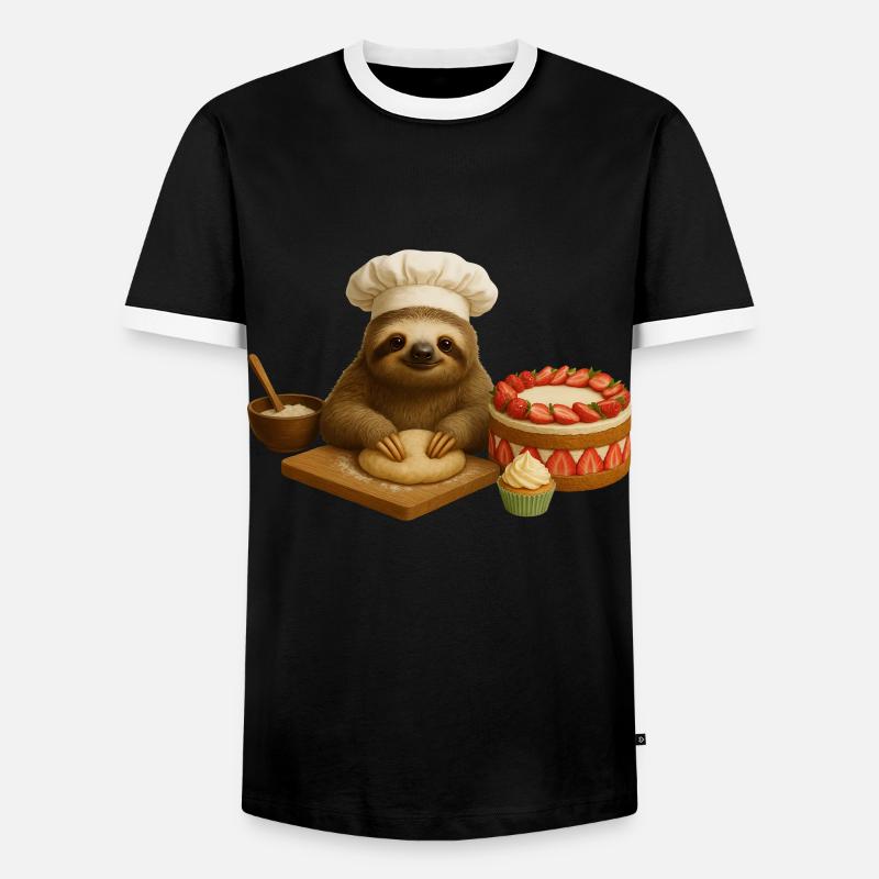 Sloth Baking - Men's Ringer Shirt - black/white